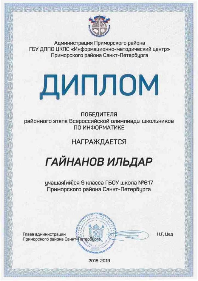 2018-2019 Гайнанов Ильдар 9л (РО-информатика)
